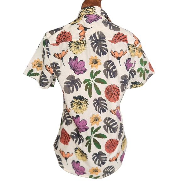 Wildfang Button Up Floral Shirt Women's Small Short Sleeve Cotton Colorful - Picture 3 of 8